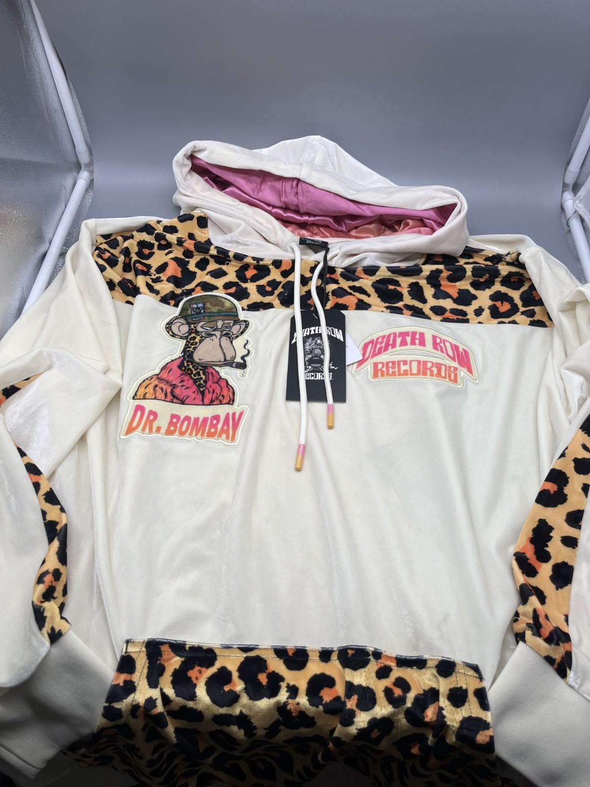 FILA 4XL Felpa con cappuccio foderata in raso leopardata Death Row Records Snoop Dogg Dr. Bombay taglia 4X