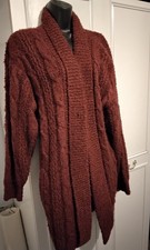 Ladies long Warm Edge To Edge Burgundy Cardigan