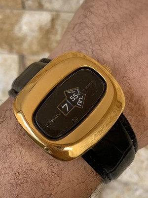 Vintage Dynasty Swiss Digital Jump Hour 41mm  Gold Plated Space Age Square watch