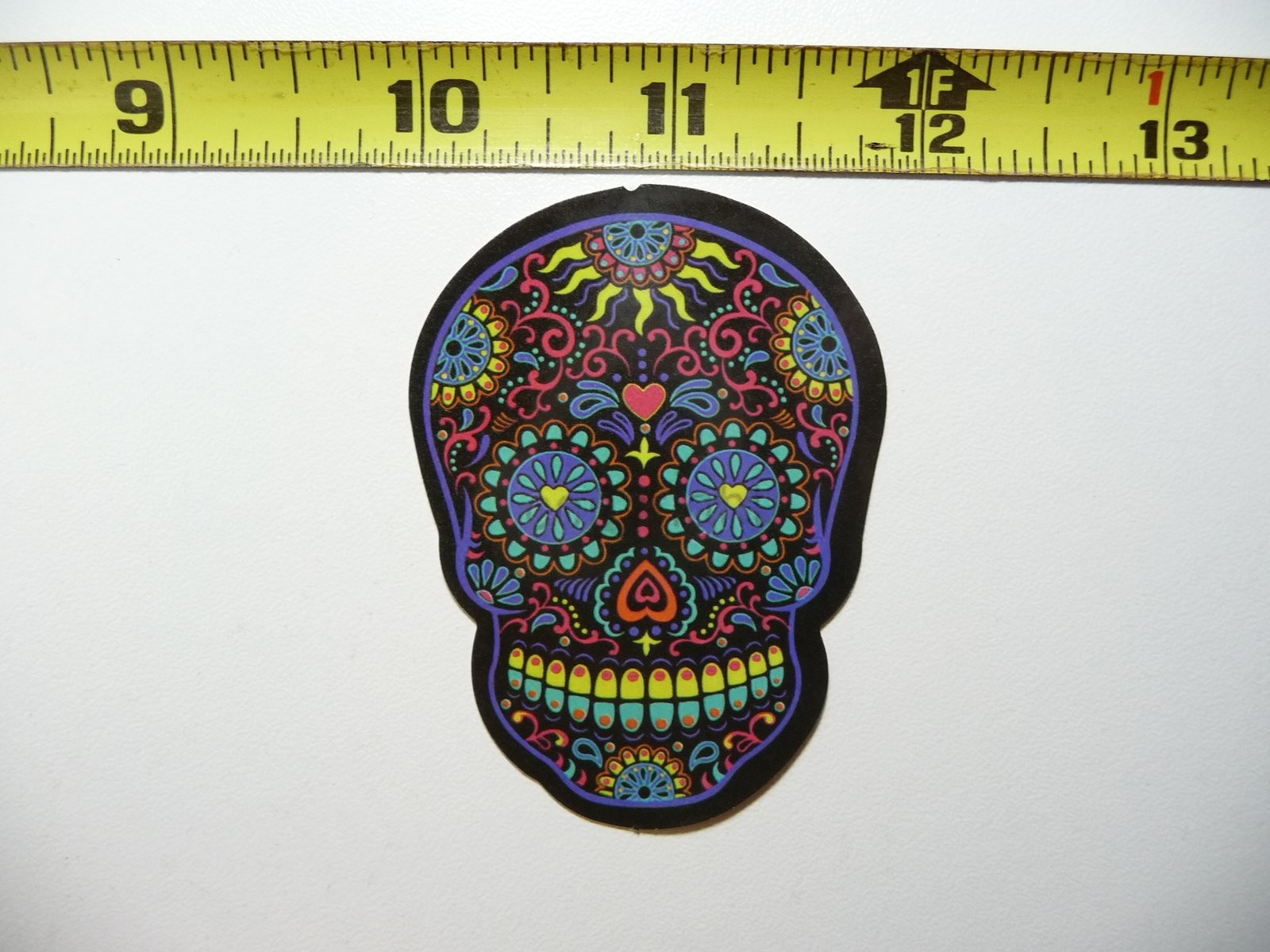DAY OF THE DEAD SKULL TEETH HEARTS NEON STYLE STICKER DECAL COLORFUL FUNNY