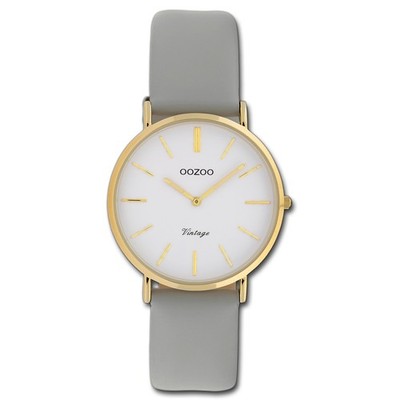 Oozoo Damen Armbanduhr grau Analog C20087 Vintage Series Lederarmband UOC20087
