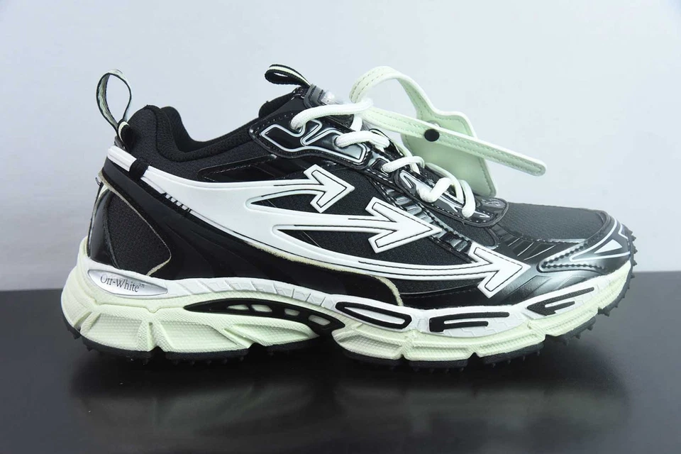 Off Arrow White Be Right Back Unisex Sneakers Black Lime - Image 3 of 4