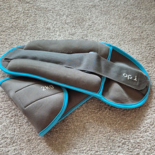 Opti 2kg Adjustable Ankle Weights Pair Grey/Blue Hook & Loop Fastener