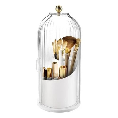 Makeup Brush Holder Organizer, 360 Rotating Makeup Brush Holder, White