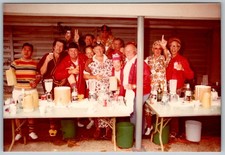 Vtg Color Snapshot Group Of Men Party Drinks Blenders Tropical Style Fun 1970s