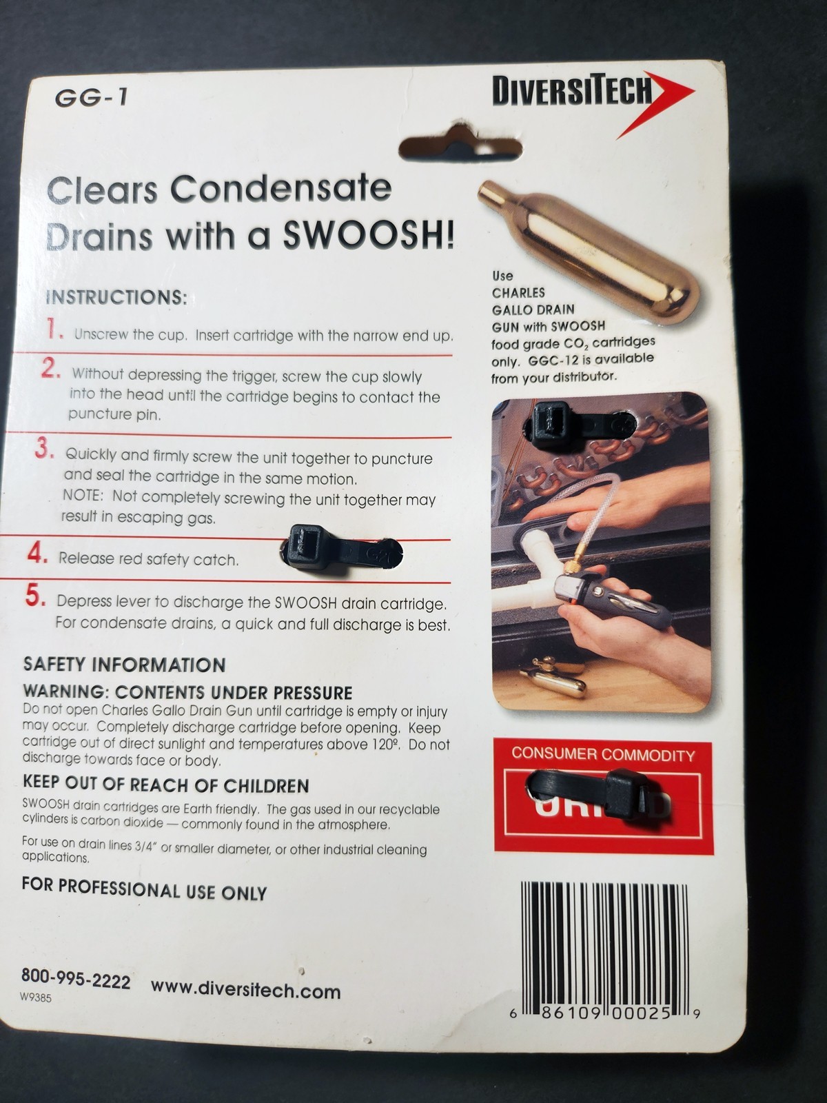 Diversitech Charles Gallo Drain Gun GG-1 made in USA