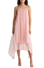 $298 - Joie Roisin Tie Strap Silk & Cotton Trapeze Dress in Peach Melba Size 4