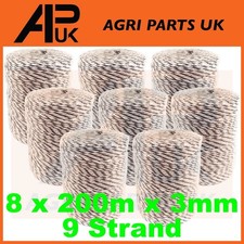 8 Rollen 200m x 3mm 9 Litzen Elektrozaun Polydraht Polydraht Zaun Energiser