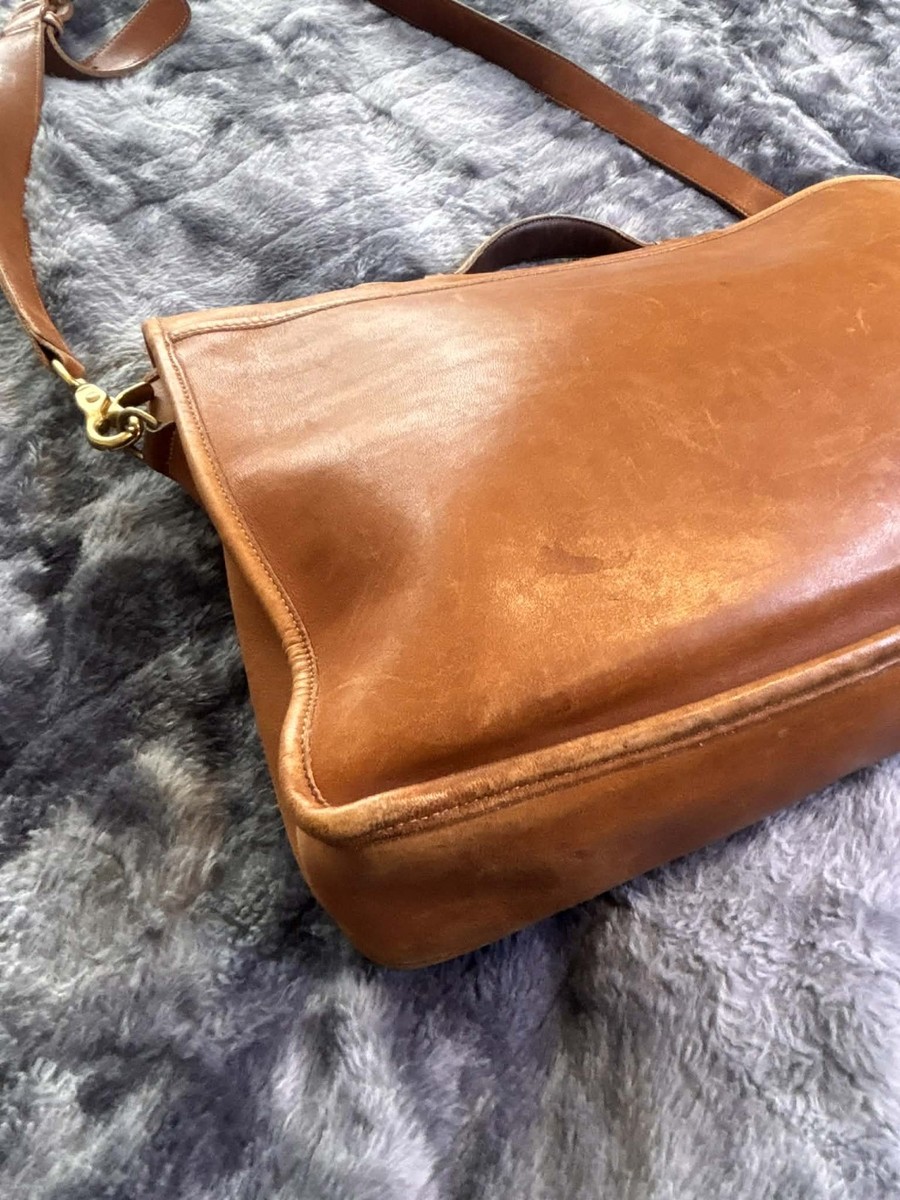 Vtg COACH Beekman Briefcase 9807 British Tan Leather Messenger Bag