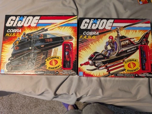 Hasbro G.I. Joe Cobra HISS Tank and FANG Helicopter with figures NIB