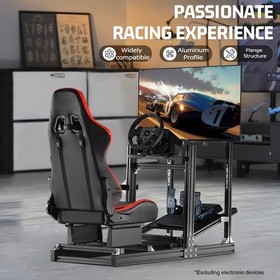 Marada 4080 Aluminum Racing Game Cockpit With Red Seat&TV Stand Fit LogitechG923