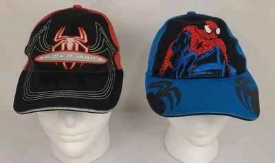 Spider-man Youth Baseball Hats 2004 36299 2005 14750  Lot of 2 Blue Black