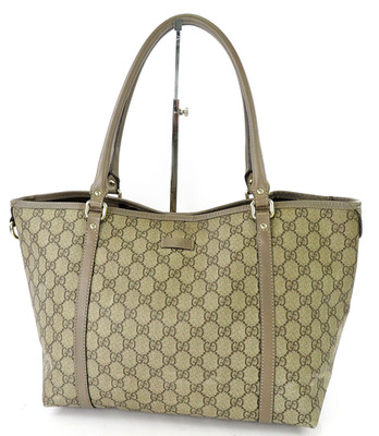 Auth GUCCI Brown GG PVC Canvas and Leather Supreme Joy Tote Bag Purse #62150