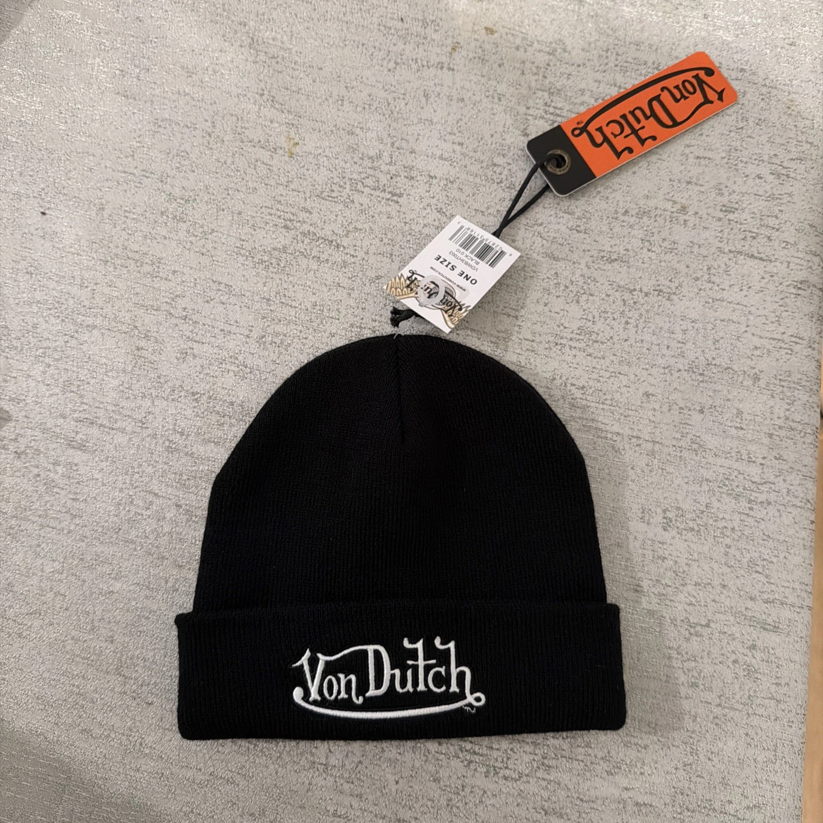 VON DUTCH EMBROIDERED BEANIE KNIT HAT BLACK NEW WITH TAGS