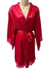Romantic Red Satin Coquette Heart Robe w/lace trim by I.N.C. International Conce