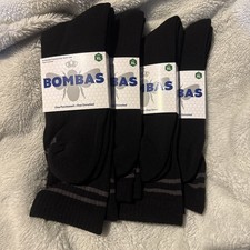 Bombas 4-Pair XL Antimicrobial Black Calf Crew Socks Unisex Adult New