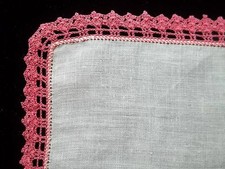 Vintage Crochet Edge hankie Lace Edge Handkerchief Hanky 50