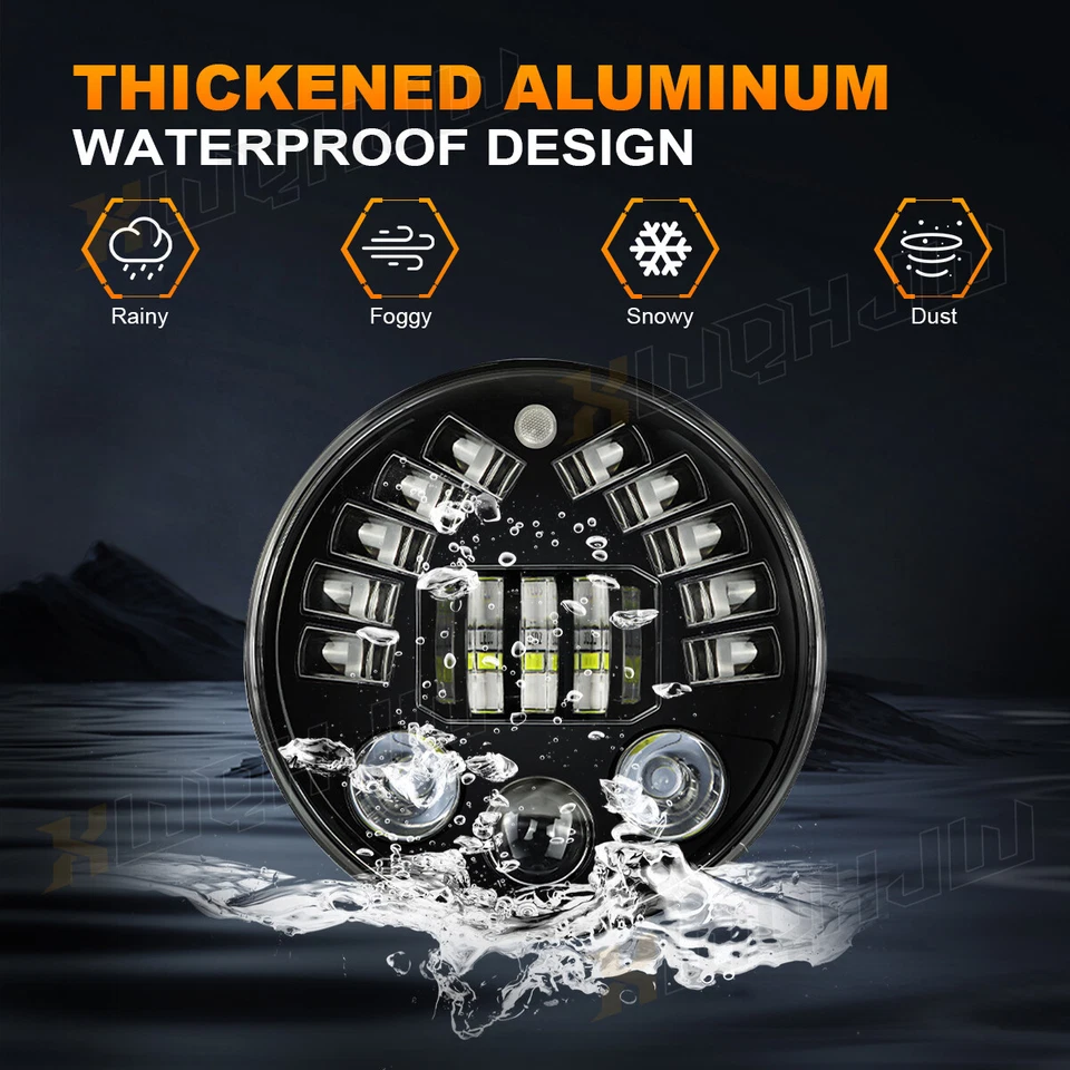 Par de faróis de LED redondos 7" polegadas feixe Hi/Lo DRL para Land Rover Defender 90 e 110 - Imagem 3 de 4