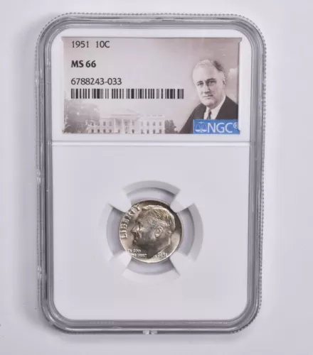 MS66 1951 Roosevelt Dime 10c NGC Special Lbl