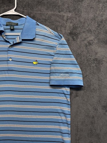 Masters Collection Golf Poloshirt Herren XL blau Pima Baumwolle gestreift Augusta - Bild 2 von 9