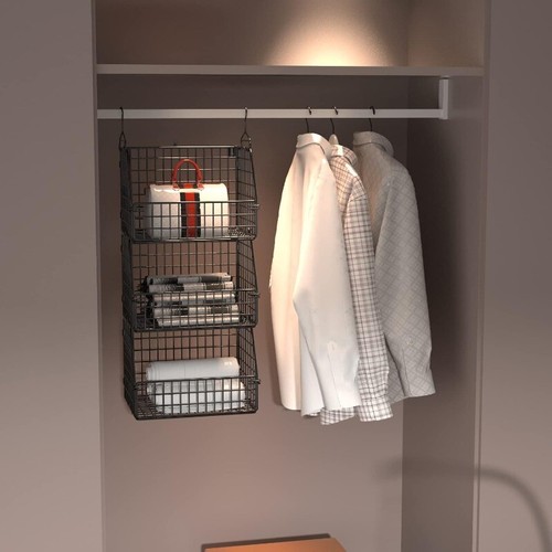 Stackable Wire Storage Baskets for Kitchen Closet Pantry, Hanging Closet - Picture 2 of 10