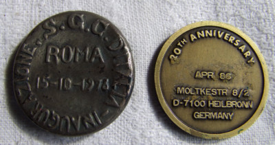 Masonic 2 Medaillen: Rom 1978 mit Davidstern ; Lodge 896  Heilbronn 1986