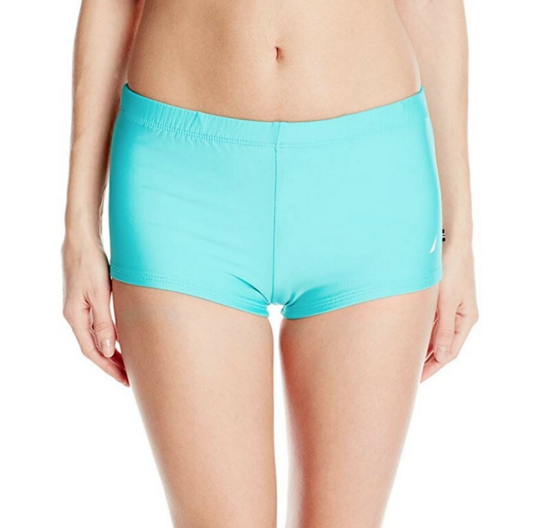 Nautica Women's Signature Boy Shorts Bikini Swim Bottom Aqua Blue