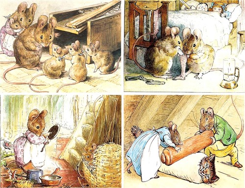 8 BEATRIX POTTER 2 BAD MICE NOTE CARDS WITH ENVELOPES AND ORGANZA BAG - Picture 2 of 4