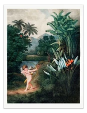 CUPID INSPIRING PLANTS 1807 Temple of Flora Botanical Print - Vintage Wall Decor