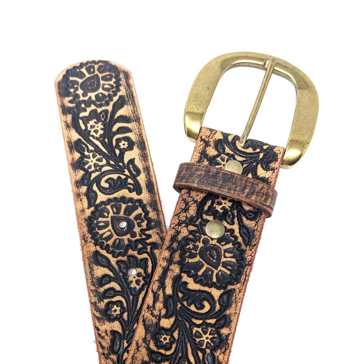Lake Shore Drive Belt Womens Medium Brown Leather Floral  display picture 1