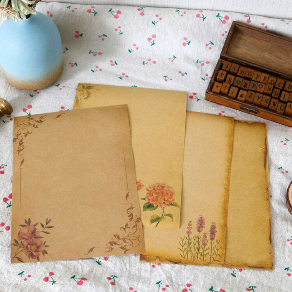 24 Sheets Kraft Paper Printing Greeting Cards Vintage Stationary eBay