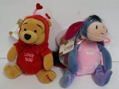 love bug Pooh and love bug Eeyore 2000 mini bean bag WINNIE THE POOH S86
