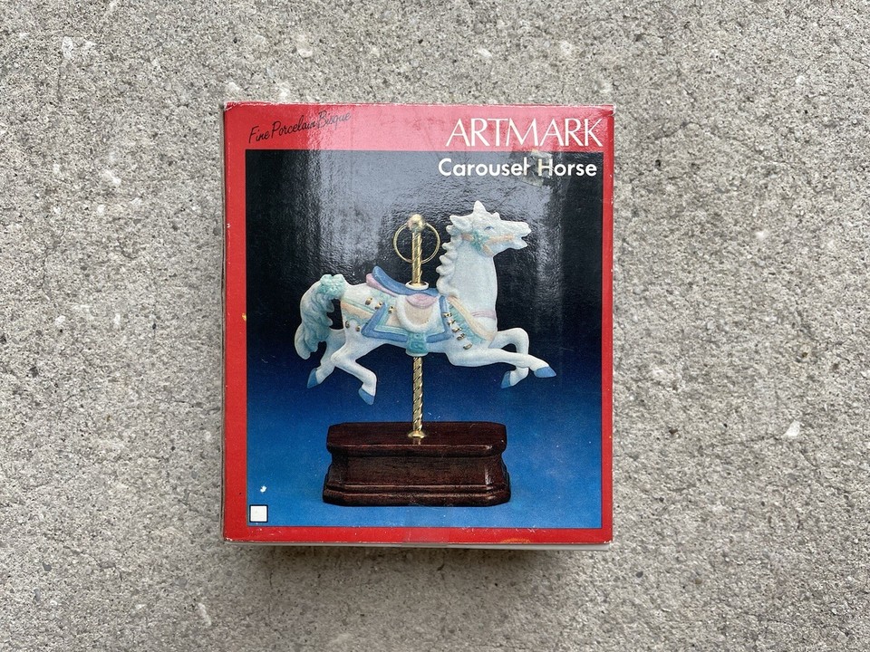 New Vintage Artmark Fine Porcelain Bisque Carousel Horse Christmas