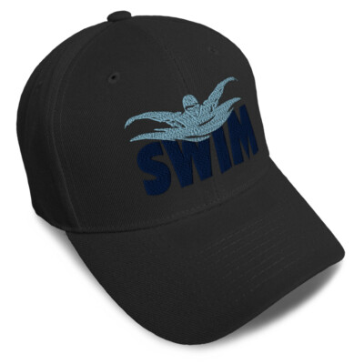 Baseball Cap Swim Word and Swimmer Embroidery Dad Hats for Men & Women 1 Size