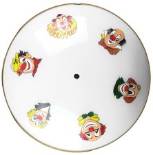 Circus Clown Face Shallow Glass Dome Ceiling Light Fixture Cover Shade 15"