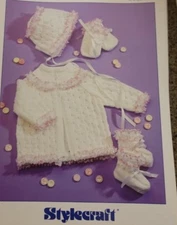 Stylecraft Knitting Pattern 4523 Baby Jacket & Accessories DK 16-20" 