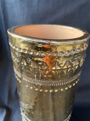Bitossi Aldo Londi Gold Ceramic Pottery Metallic Vase Signed
