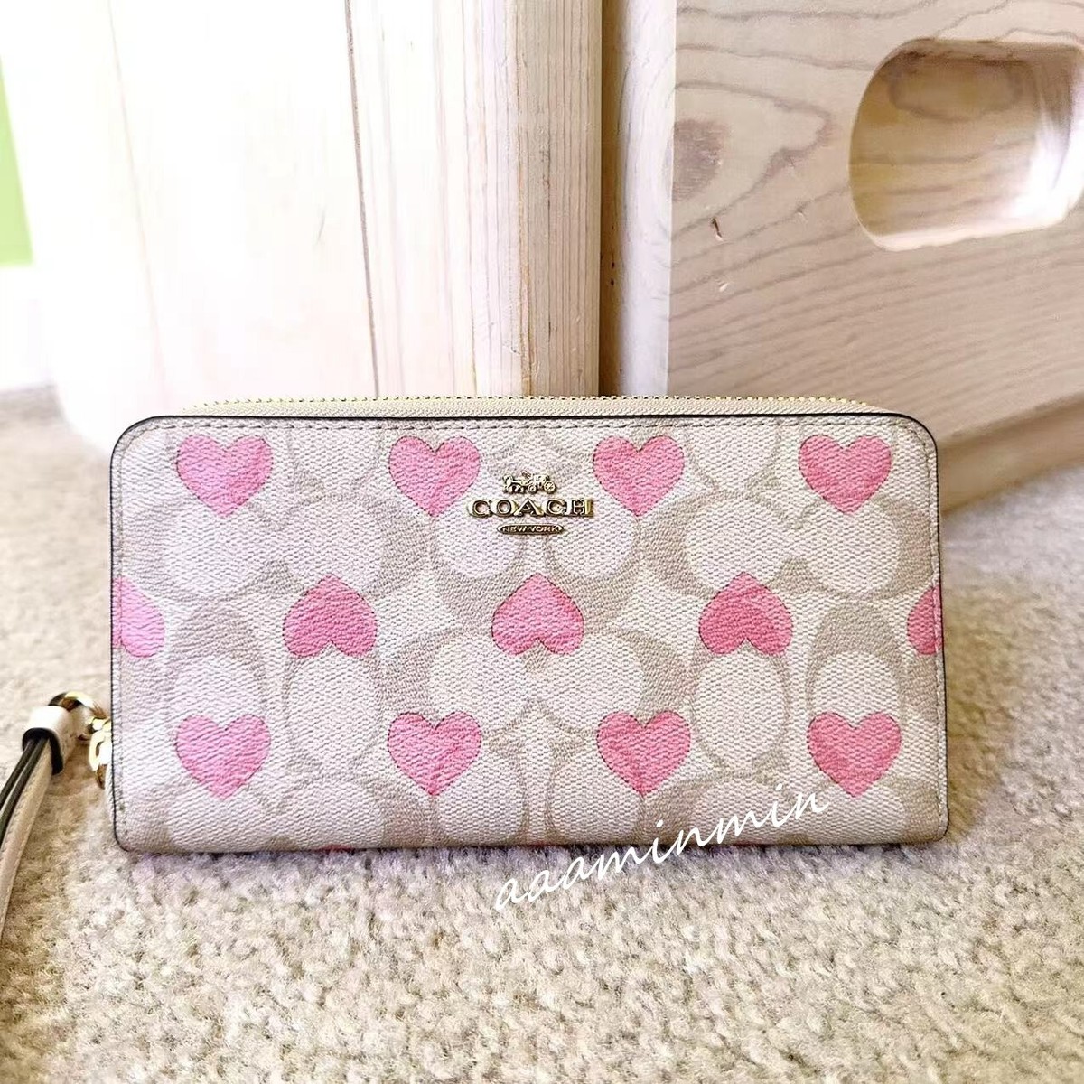 NWT Coach Long Zip Around Wallet In Signature Canvas With