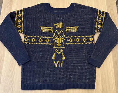 Levi s Strickpullover Herren Small Blau Adler Totempfahl Rundhals Pullover