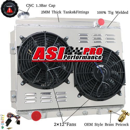 4 Row Radiator&Shroud Fan For 1957-1959 58 Ford Ranchero/Fairlane Edsel ...