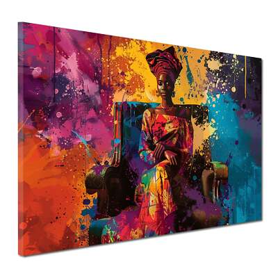 Afrikanische Frau modern buntes Kunstwerk Wandbild Leinwandbild XL Wanddeko