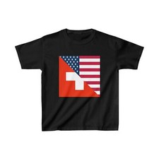 Kids Swiss American Flag Switzerland USA T-Shirt Unisex Tee Shirt