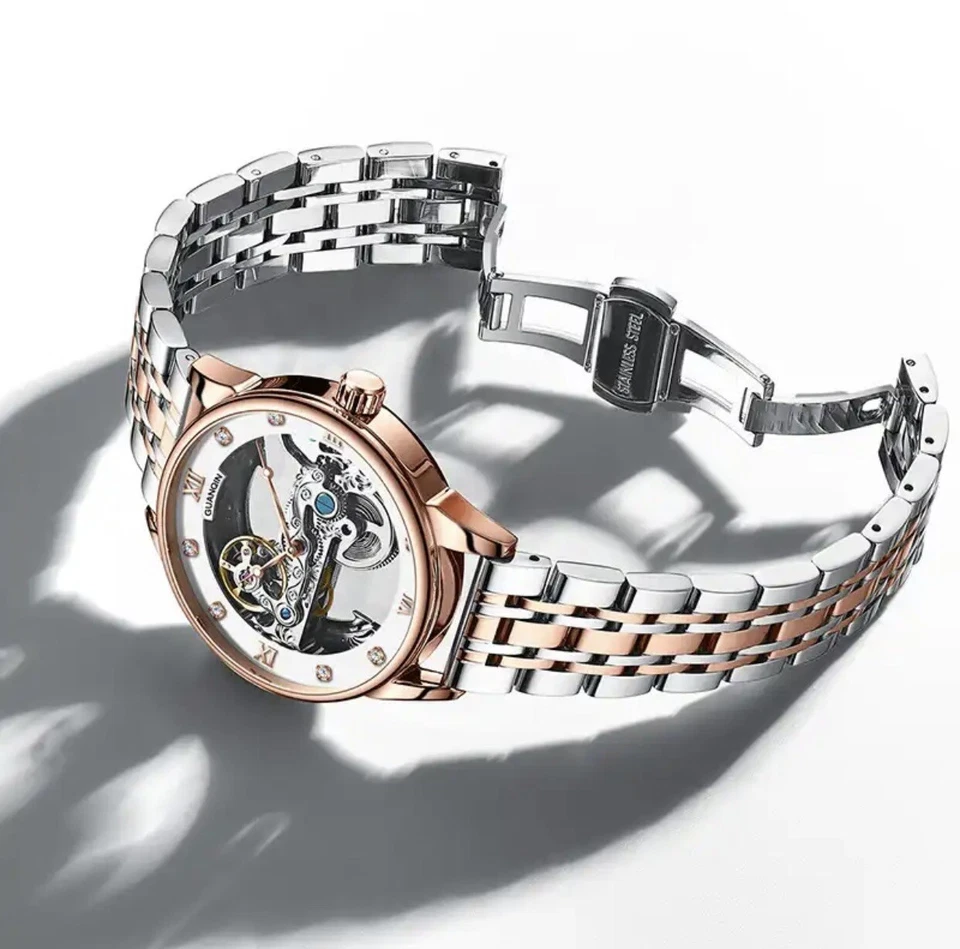 GuanQin 2024 Nuevo Reloj Pulsera Esqueleto Transparente Acero Inoxidable Mecánico Para Hombre Foto 2 de 4