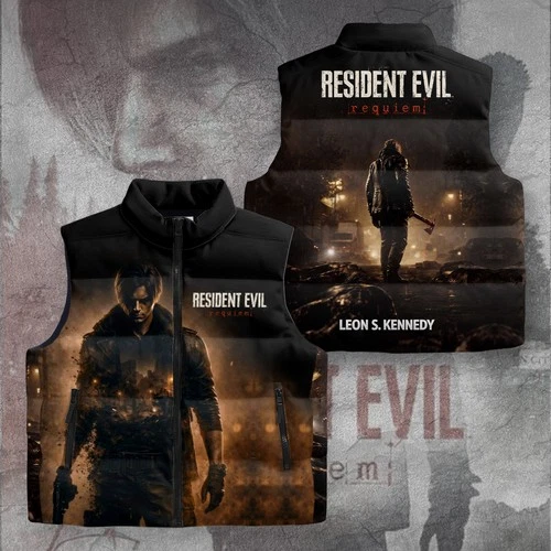 Resident Evil Requiem x Leon Scott Kennedy 3D Sleeveless Down Jacket GNE5414.1 - product listing photo