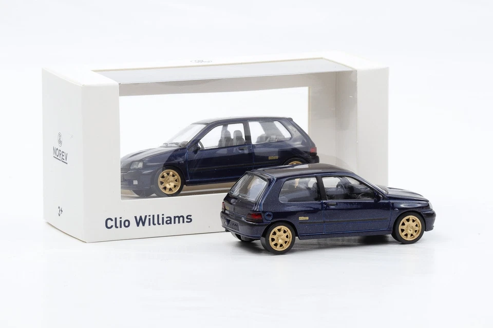 1:43 Jet Auto Norev Renault Clio Williams 1993 Blu Scuro D'Oro Cerchioni - Immagine 3 di 4
