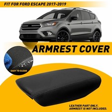 For Ford Escape 2017 18 2019 Black Leather Center Console Lid Armrest Cover Epy