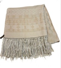Louis Vuitton Monogram  Damier Large Shawl Scarf Beige Long Rectangular Used