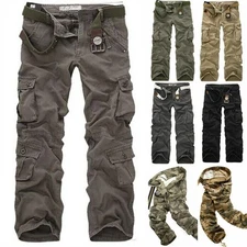 Mens Army Cargo Combat Military Trousers Pants Slacks Casual Multi Pockets Work
