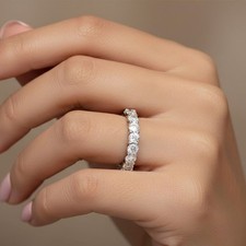 Eternity Wedding Ring 14K Gold Classic 5.10 Carat Round Lab-Grown Diamond E VVS2