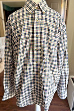 LL Bean Button Down Shirt Long Sleeve Blue Check Wrinkle Resistant Mens L Reg